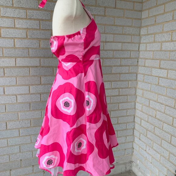 RARE EDITIONS PINK FULL SKIRT HALTER DRESS Y2K BARBIE WITH UNDERSKIRT SIZE 12 - Picture 4 of 10